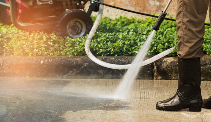 Concrete driveway pressure cleaning